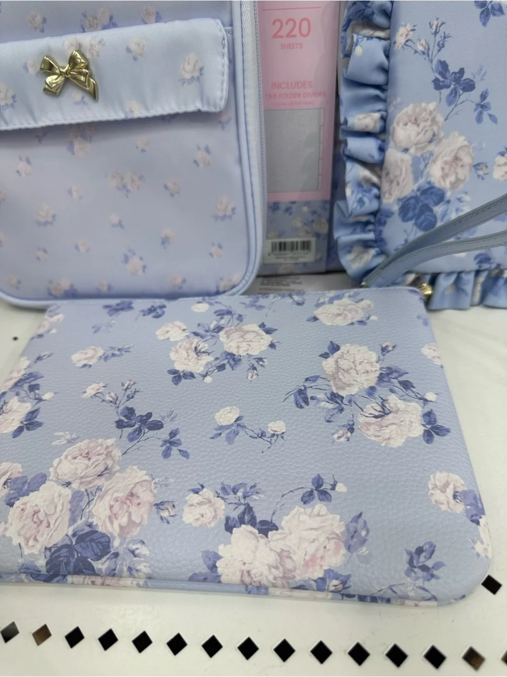 LoveShackFancy Blue Floral Office/College/School Stationery - Accessory Gift Set